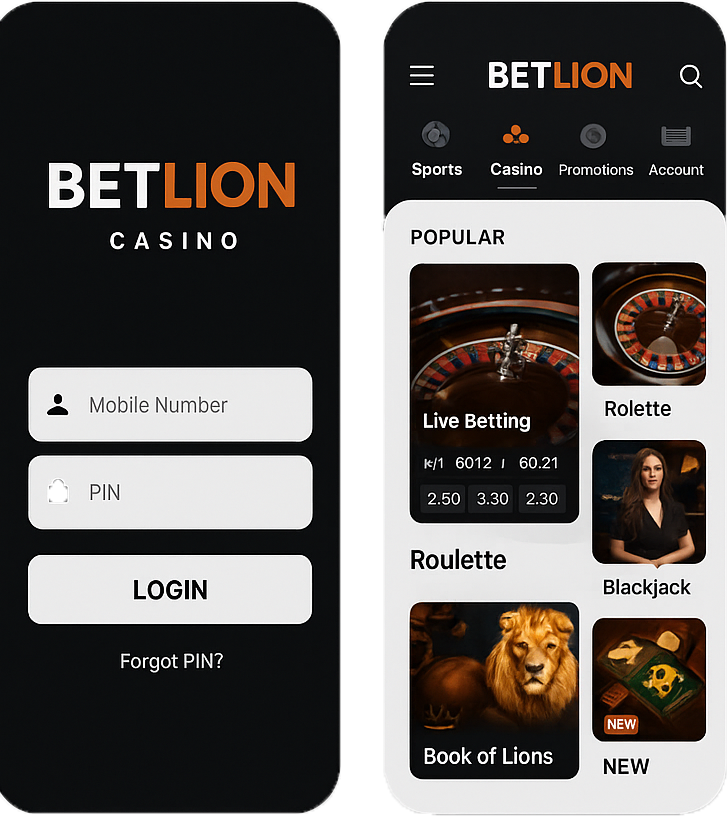 BetLion mobile casino app interface